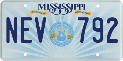 MS license plate NEV792