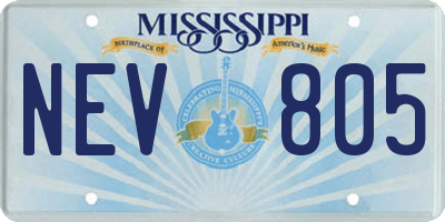 MS license plate NEV805