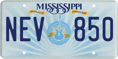 MS license plate NEV850