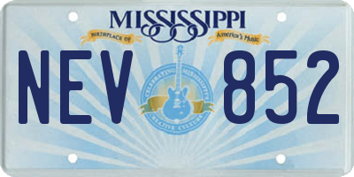 MS license plate NEV852