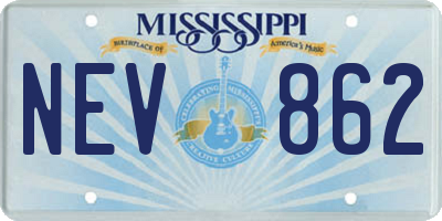 MS license plate NEV862