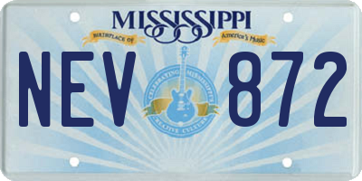 MS license plate NEV872