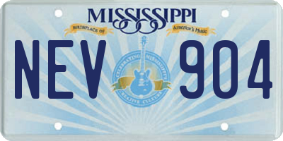 MS license plate NEV904