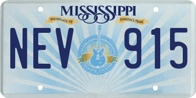 MS license plate NEV915