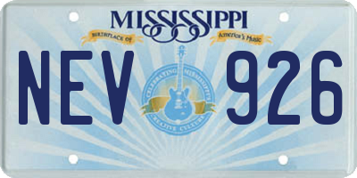 MS license plate NEV926