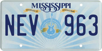 MS license plate NEV963
