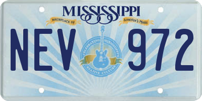 MS license plate NEV972