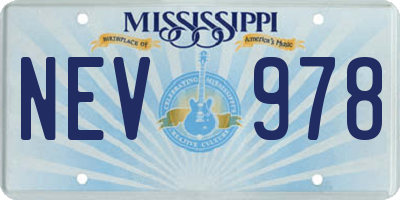 MS license plate NEV978