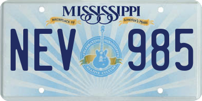 MS license plate NEV985