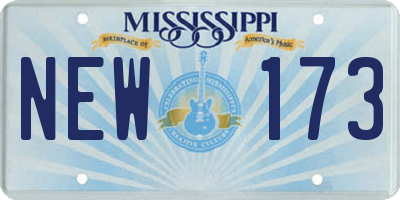 MS license plate NEW173
