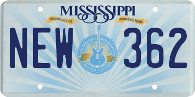 MS license plate NEW362