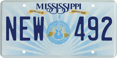 MS license plate NEW492