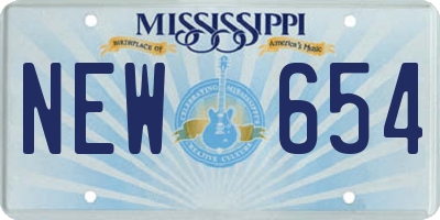 MS license plate NEW654