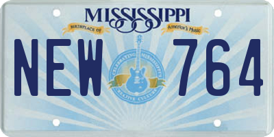 MS license plate NEW764
