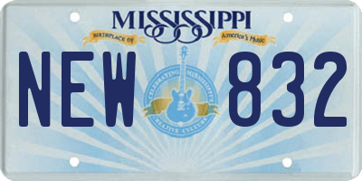 MS license plate NEW832