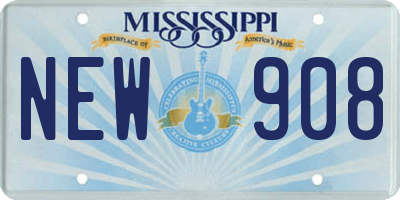 MS license plate NEW908
