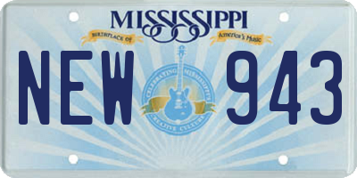 MS license plate NEW943