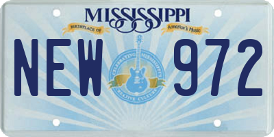 MS license plate NEW972
