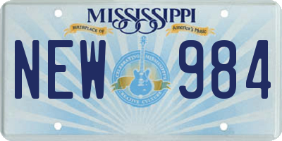 MS license plate NEW984