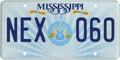 MS license plate NEX060