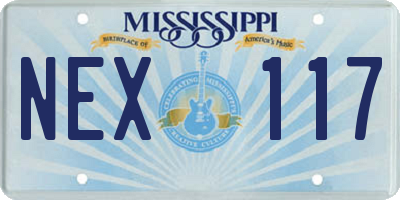 MS license plate NEX117