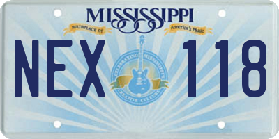 MS license plate NEX118