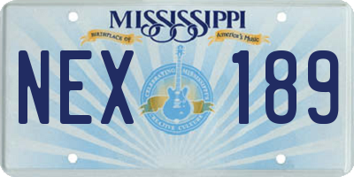 MS license plate NEX189