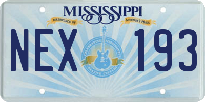 MS license plate NEX193