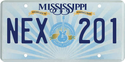 MS license plate NEX201