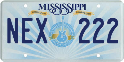 MS license plate NEX222