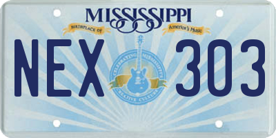MS license plate NEX303