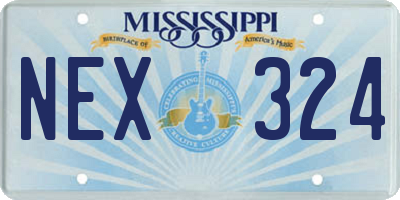 MS license plate NEX324