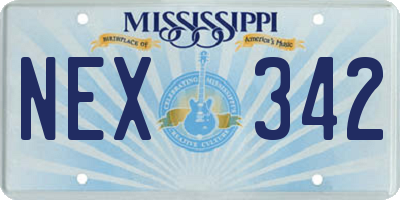 MS license plate NEX342