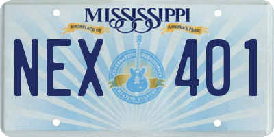 MS license plate NEX401