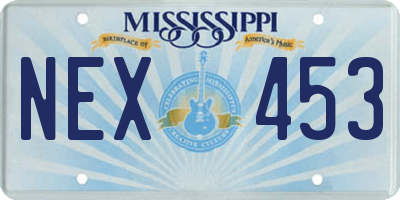 MS license plate NEX453