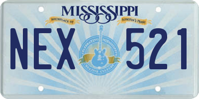 MS license plate NEX521