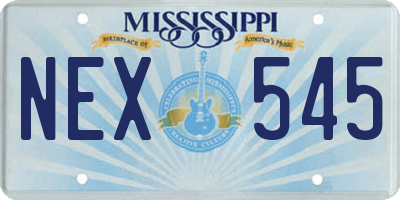 MS license plate NEX545