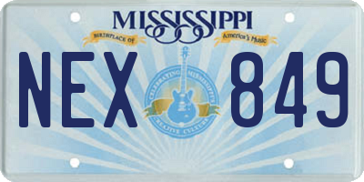 MS license plate NEX849