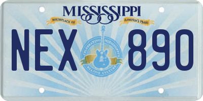 MS license plate NEX890