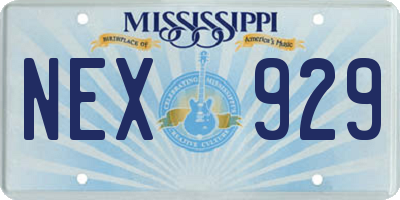 MS license plate NEX929