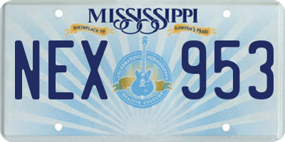 MS license plate NEX953
