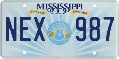 MS license plate NEX987