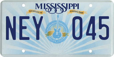 MS license plate NEY045