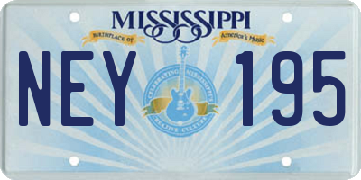 MS license plate NEY195