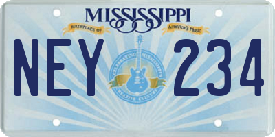 MS license plate NEY234