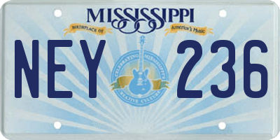 MS license plate NEY236