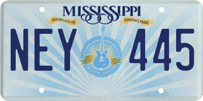 MS license plate NEY445