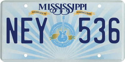 MS license plate NEY536