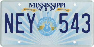 MS license plate NEY543