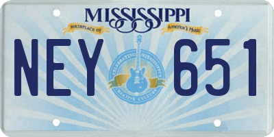 MS license plate NEY651